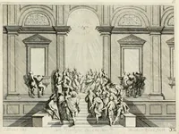 Picture 55 of 91 from Ioannis Guilielmi Baurn Iconographia : complectens In se passionem, miracula, vitam Christi universam : nec non, prospectus rarissimorum portuum, palatiorum, hortorum, historiarum, aliarumq[ue] rerum, quae per Italiam spectatu sunt dignae (1671), leaf 64