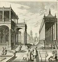 An illustration from Ioannis Guilielmi Baurn Iconographia : complectens In se passionem, miracula, vitam Christi universam : nec non, prospectus rarissimorum portuum, palatiorum, hortorum, historiarum, aliarumq[ue] rerum, quae per Italiam spectatu sunt dignae (1671)
