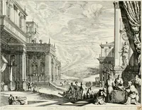 An illustration from Ioannis Guilielmi Baurn Iconographia : complectens In se passionem, miracula, vitam Christi universam : nec non, prospectus rarissimorum portuum, palatiorum, hortorum, historiarum, aliarumq[ue] rerum, quae per Italiam spectatu sunt dignae (1671)