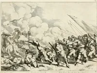 An illustration from Ioannis Guilielmi Baurn Iconographia : complectens In se passionem, miracula, vitam Christi universam : nec non, prospectus rarissimorum portuum, palatiorum, hortorum, historiarum, aliarumq[ue] rerum, quae per Italiam spectatu sunt dignae (1671)