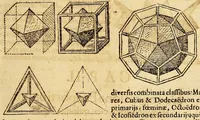 An illustration from Ioannis Keppleri Harmonices mundi libri V ... : Appendix habet comparationem huius operis cum Harmonices Cl. Ptolemaei libro III, cumque Roberti de Fluctibus, dicti Flud. medici oxoniensis speculationibus Harmonicis, operi de Macrocosmo & microcosmo insertis. Accessit nunc propter cognationem materiae eiusdem authoris liber ante 23. annos editus Tubingae, cui titulus Prodromus, seu Mysterium cosmographicum, de causis coelorum numeri, proportionis motuumque periodicorum, ex quinque corporibus regularibus .. (1619)