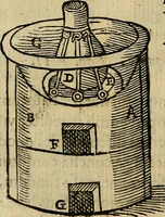 An illustration from Io. Bap. Portae Neopolitani de distillatione lib. IX : quibus certa methodo, multipliciq[ue] artificio, penitioribus naturae arcanis detectis, cuius libet mixti in propria elementa resolutio, perfectè docetur (1608)