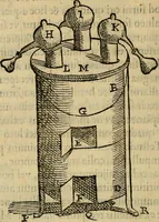 An illustration from Io. Bap. Portae Neopolitani de distillatione lib. IX : quibus certa methodo, multipliciq[ue] artificio, penitioribus naturae arcanis detectis, cuius libet mixti in propria elementa resolutio, perfectè docetur (1608)