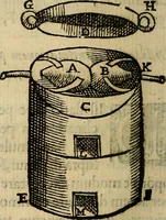 An illustration from Io. Bap. Portae Neopolitani de distillatione lib. IX : quibus certa methodo, multipliciq[ue] artificio, penitioribus naturae arcanis detectis, cuius libet mixti in propria elementa resolutio, perfectè docetur (1608)