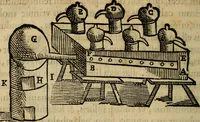 An illustration from Io. Bap. Portae Neopolitani de distillatione lib. IX : quibus certa methodo, multipliciq[ue] artificio, penitioribus naturae arcanis detectis, cuius libet mixti in propria elementa resolutio, perfectè docetur (1608)
