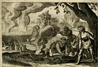 An illustration from Iohannis de Brunes I.C. Emblemata, of, Zinne-werck : voorghestelt in beelden, ghedichten en breeder uijt-legginghen, tot uijt-druckinghe en verbeteringhe van verscheijden feijlen onser eeuwe (1624)