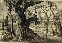 An illustration from Iohannis de Brunes I.C. Emblemata, of, Zinne-werck : voorghestelt in beelden, ghedichten en breeder uijt-legginghen, tot uijt-druckinghe en verbeteringhe van verscheijden feijlen onser eeuwe (1624)