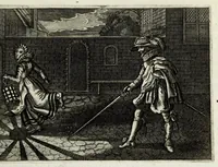 An illustration from Iohannis de Brunes I.C. Emblemata of zinne-werck : voorghestelt in beelden, ghedichten, en breeder uijt-legginghen, tot uijt-druckinghe en verbeteringhe van verscheijden feijlen onser eeuwe (1661)