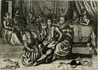 An illustration from Iohannis de Brunes I.C. Emblemata of Zinne-werck : vorghestelt, in beelden, ghedichten, en breeder uijt-legginghen, tot uijt-druckinghe, en verbeteringhe van verscheijden feijlen onser eeuwe (1661)