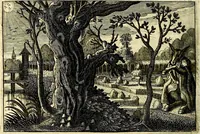 An illustration from Iohannis de Brunes I.C. Emblemata of Zinne-werck : voorghestelt, in Beelden, ghedichten, en breeder uijt-legginghen, tot uijt-druckinghe, en verbeteringhe van verscheijden feijlen onser eeuwe (1661)