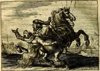 An illustration from Iohannis de Brunes I.C. Emblemata of Zinne-werck : voorghestelt, in Beelden, ghedichten, en breeder uijt-legginghen, tot uijt-druckinghe, en verbeteringhe van verscheijden feijlen onser eeuwe (1661)