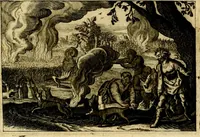 An illustration from Iohannis de Brunes I.C. Emblemata of Zinne-werck : voorghestelt, in Beelden, ghedichten, en breeder uijt-legginghen, tot uijt-druckinghe, en verbeteringhe van verscheijden feijlen onser eeuwe (1661)