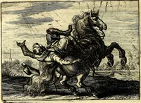 An illustration from Iohannis de Brunes I.C. Emblemata of Zinne-werck : voorghestelt, in Beelden, ghedichten, en breeder uijt-legginghen, tot uijt-druckinghe, en verbeteringhe van verscheijden feijlen onser eeuwe (1661)