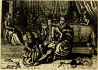 An illustration from Iohannis de Brunes I.C. Emblemata of Zinne-werck : voorghestelt, in Beelden, ghedichten, en breeder uijt-legginghen, tot uijt-druckinghe, en verbeteringhe van verscheijden feijlen onser eeuwe (1661)