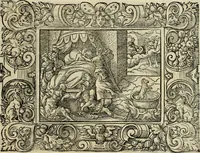 Picture 82 of 181 from Iohan. Posthii Germershemii Tetrasticha in Ovidii Metam. lib. XV. qvibus accesserunt Vergilij Solis figurae elegantiss. & iam primùm in lucem editae = Schoene Figuren auss dem fuertrefflichen Poeten Ouidio, allen Malern, Goldtschmiden, und Bildthauwern, zü nutz unnd gütem mit fleiss gerissen (1563), leaf 102