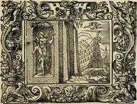 Picture 84 of 181 from Iohan. Posthii Germershemii Tetrasticha in Ovidii Metam. lib. XV. qvibus accesserunt Vergilij Solis figurae elegantiss. & iam primùm in lucem editae = Schoene Figuren auss dem fuertrefflichen Poeten Ouidio, allen Malern, Goldtschmiden, und Bildthauwern, zü nutz unnd gütem mit fleiss gerissen (1563), leaf 104