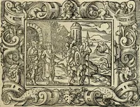 An illustration from Iohan. Posthii Germershemii Tetrasticha in Ovidii Metam. lib. XV. qvibus accesserunt Vergilij Solis figurae elegantiss. & iam primùm in lucem editae = Schoene Figuren auss dem fuertrefflichen Poeten Ouidio, allen Malern, Goldtschmiden, und Bildthauwern, zü nutz unnd gütem mit fleiss gerissen (1563)