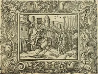 Picture 92 of 181 from Iohan. Posthii Germershemii Tetrasticha in Ovidii Metam. lib. XV. qvibus accesserunt Vergilij Solis figurae elegantiss. & iam primùm in lucem editae = Schoene Figuren auss dem fuertrefflichen Poeten Ouidio, allen Malern, Goldtschmiden, und Bildthauwern, zü nutz unnd gütem mit fleiss gerissen (1563), leaf 112