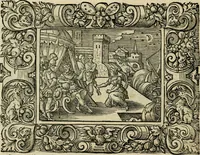Picture 93 of 181 from Iohan. Posthii Germershemii Tetrasticha in Ovidii Metam. lib. XV. qvibus accesserunt Vergilij Solis figurae elegantiss. & iam primùm in lucem editae = Schoene Figuren auss dem fuertrefflichen Poeten Ouidio, allen Malern, Goldtschmiden, und Bildthauwern, zü nutz unnd gütem mit fleiss gerissen (1563), leaf 113