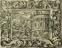 An illustration from Iohan. Posthii Germershemii Tetrasticha in Ovidii Metam. lib. XV. qvibus accesserunt Vergilij Solis figurae elegantiss. & iam primùm in lucem editae = Schoene Figuren auss dem fuertrefflichen Poeten Ouidio, allen Malern, Goldtschmiden, und Bildthauwern, zü nutz unnd gütem mit fleiss gerissen (1563)