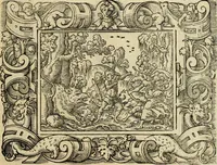 Picture 98 of 181 from Iohan. Posthii Germershemii Tetrasticha in Ovidii Metam. lib. XV. qvibus accesserunt Vergilij Solis figurae elegantiss. & iam primùm in lucem editae = Schoene Figuren auss dem fuertrefflichen Poeten Ouidio, allen Malern, Goldtschmiden, und Bildthauwern, zü nutz unnd gütem mit fleiss gerissen (1563), leaf 118