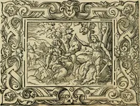 Picture 99 of 181 from Iohan. Posthii Germershemii Tetrasticha in Ovidii Metam. lib. XV. qvibus accesserunt Vergilij Solis figurae elegantiss. & iam primùm in lucem editae = Schoene Figuren auss dem fuertrefflichen Poeten Ouidio, allen Malern, Goldtschmiden, und Bildthauwern, zü nutz unnd gütem mit fleiss gerissen (1563), leaf 119