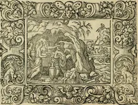 Picture 101 of 181 from Iohan. Posthii Germershemii Tetrasticha in Ovidii Metam. lib. XV. qvibus accesserunt Vergilij Solis figurae elegantiss. & iam primùm in lucem editae = Schoene Figuren auss dem fuertrefflichen Poeten Ouidio, allen Malern, Goldtschmiden, und Bildthauwern, zü nutz unnd gütem mit fleiss gerissen (1563), leaf 121