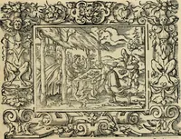 An illustration from Iohan. Posthii Germershemii Tetrasticha in Ovidii Metam. lib. XV. qvibus accesserunt Vergilij Solis figurae elegantiss. & iam primùm in lucem editae = Schoene Figuren auss dem fuertrefflichen Poeten Ouidio, allen Malern, Goldtschmiden, und Bildthauwern, zü nutz unnd gütem mit fleiss gerissen (1563)
