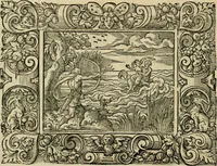 Picture 109 of 181 from Iohan. Posthii Germershemii Tetrasticha in Ovidii Metam. lib. XV. qvibus accesserunt Vergilij Solis figurae elegantiss. & iam primùm in lucem editae = Schoene Figuren auss dem fuertrefflichen Poeten Ouidio, allen Malern, Goldtschmiden, und Bildthauwern, zü nutz unnd gütem mit fleiss gerissen (1563), leaf 129