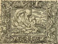 Picture 110 of 181 from Iohan. Posthii Germershemii Tetrasticha in Ovidii Metam. lib. XV. qvibus accesserunt Vergilij Solis figurae elegantiss. & iam primùm in lucem editae = Schoene Figuren auss dem fuertrefflichen Poeten Ouidio, allen Malern, Goldtschmiden, und Bildthauwern, zü nutz unnd gütem mit fleiss gerissen (1563), leaf 130