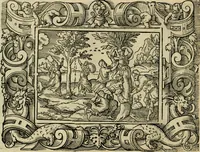 Picture 113 of 181 from Iohan. Posthii Germershemii Tetrasticha in Ovidii Metam. lib. XV. qvibus accesserunt Vergilij Solis figurae elegantiss. & iam primùm in lucem editae = Schoene Figuren auss dem fuertrefflichen Poeten Ouidio, allen Malern, Goldtschmiden, und Bildthauwern, zü nutz unnd gütem mit fleiss gerissen (1563), leaf 133