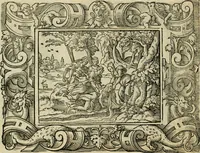 Picture 115 of 181 from Iohan. Posthii Germershemii Tetrasticha in Ovidii Metam. lib. XV. qvibus accesserunt Vergilij Solis figurae elegantiss. & iam primùm in lucem editae = Schoene Figuren auss dem fuertrefflichen Poeten Ouidio, allen Malern, Goldtschmiden, und Bildthauwern, zü nutz unnd gütem mit fleiss gerissen (1563), leaf 135