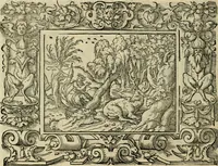 Picture 121 of 181 from Iohan. Posthii Germershemii Tetrasticha in Ovidii Metam. lib. XV. qvibus accesserunt Vergilij Solis figurae elegantiss. & iam primùm in lucem editae = Schoene Figuren auss dem fuertrefflichen Poeten Ouidio, allen Malern, Goldtschmiden, und Bildthauwern, zü nutz unnd gütem mit fleiss gerissen (1563), leaf 141