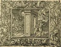 Picture 125 of 181 from Iohan. Posthii Germershemii Tetrasticha in Ovidii Metam. lib. XV. qvibus accesserunt Vergilij Solis figurae elegantiss. & iam primùm in lucem editae = Schoene Figuren auss dem fuertrefflichen Poeten Ouidio, allen Malern, Goldtschmiden, und Bildthauwern, zü nutz unnd gütem mit fleiss gerissen (1563), leaf 145