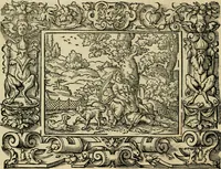 Picture 129 of 181 from Iohan. Posthii Germershemii Tetrasticha in Ovidii Metam. lib. XV. qvibus accesserunt Vergilij Solis figurae elegantiss. & iam primùm in lucem editae = Schoene Figuren auss dem fuertrefflichen Poeten Ouidio, allen Malern, Goldtschmiden, und Bildthauwern, zü nutz unnd gütem mit fleiss gerissen (1563), leaf 149