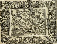Picture 132 of 181 from Iohan. Posthii Germershemii Tetrasticha in Ovidii Metam. lib. XV. qvibus accesserunt Vergilij Solis figurae elegantiss. & iam primùm in lucem editae = Schoene Figuren auss dem fuertrefflichen Poeten Ouidio, allen Malern, Goldtschmiden, und Bildthauwern, zü nutz unnd gütem mit fleiss gerissen (1563), leaf 152