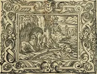 Picture 138 of 181 from Iohan. Posthii Germershemii Tetrasticha in Ovidii Metam. lib. XV. qvibus accesserunt Vergilij Solis figurae elegantiss. & iam primùm in lucem editae = Schoene Figuren auss dem fuertrefflichen Poeten Ouidio, allen Malern, Goldtschmiden, und Bildthauwern, zü nutz unnd gütem mit fleiss gerissen (1563), leaf 158