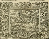 Picture 139 of 181 from Iohan. Posthii Germershemii Tetrasticha in Ovidii Metam. lib. XV. qvibus accesserunt Vergilij Solis figurae elegantiss. & iam primùm in lucem editae = Schoene Figuren auss dem fuertrefflichen Poeten Ouidio, allen Malern, Goldtschmiden, und Bildthauwern, zü nutz unnd gütem mit fleiss gerissen (1563), leaf 159