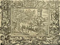 Picture 140 of 181 from Iohan. Posthii Germershemii Tetrasticha in Ovidii Metam. lib. XV. qvibus accesserunt Vergilij Solis figurae elegantiss. & iam primùm in lucem editae = Schoene Figuren auss dem fuertrefflichen Poeten Ouidio, allen Malern, Goldtschmiden, und Bildthauwern, zü nutz unnd gütem mit fleiss gerissen (1563), leaf 160