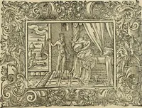 Picture 144 of 181 from Iohan. Posthii Germershemii Tetrasticha in Ovidii Metam. lib. XV. qvibus accesserunt Vergilij Solis figurae elegantiss. & iam primùm in lucem editae = Schoene Figuren auss dem fuertrefflichen Poeten Ouidio, allen Malern, Goldtschmiden, und Bildthauwern, zü nutz unnd gütem mit fleiss gerissen (1563), leaf 164