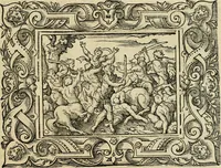 Picture 150 of 181 from Iohan. Posthii Germershemii Tetrasticha in Ovidii Metam. lib. XV. qvibus accesserunt Vergilij Solis figurae elegantiss. & iam primùm in lucem editae = Schoene Figuren auss dem fuertrefflichen Poeten Ouidio, allen Malern, Goldtschmiden, und Bildthauwern, zü nutz unnd gütem mit fleiss gerissen (1563), leaf 170