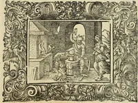 Picture 152 of 181 from Iohan. Posthii Germershemii Tetrasticha in Ovidii Metam. lib. XV. qvibus accesserunt Vergilij Solis figurae elegantiss. & iam primùm in lucem editae = Schoene Figuren auss dem fuertrefflichen Poeten Ouidio, allen Malern, Goldtschmiden, und Bildthauwern, zü nutz unnd gütem mit fleiss gerissen (1563), leaf 172