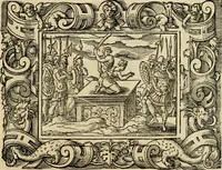 Picture 156 of 181 from Iohan. Posthii Germershemii Tetrasticha in Ovidii Metam. lib. XV. qvibus accesserunt Vergilij Solis figurae elegantiss. & iam primùm in lucem editae = Schoene Figuren auss dem fuertrefflichen Poeten Ouidio, allen Malern, Goldtschmiden, und Bildthauwern, zü nutz unnd gütem mit fleiss gerissen (1563), leaf 176