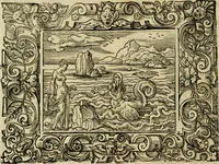 Picture 163 of 181 from Iohan. Posthii Germershemii Tetrasticha in Ovidii Metam. lib. XV. qvibus accesserunt Vergilij Solis figurae elegantiss. & iam primùm in lucem editae = Schoene Figuren auss dem fuertrefflichen Poeten Ouidio, allen Malern, Goldtschmiden, und Bildthauwern, zü nutz unnd gütem mit fleiss gerissen (1563), leaf 183