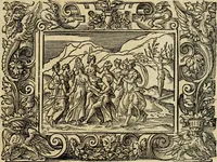 Picture 168 of 181 from Iohan. Posthii Germershemii Tetrasticha in Ovidii Metam. lib. XV. qvibus accesserunt Vergilij Solis figurae elegantiss. & iam primùm in lucem editae = Schoene Figuren auss dem fuertrefflichen Poeten Ouidio, allen Malern, Goldtschmiden, und Bildthauwern, zü nutz unnd gütem mit fleiss gerissen (1563), leaf 188