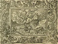 Picture 169 of 181 from Iohan. Posthii Germershemii Tetrasticha in Ovidii Metam. lib. XV. qvibus accesserunt Vergilij Solis figurae elegantiss. & iam primùm in lucem editae = Schoene Figuren auss dem fuertrefflichen Poeten Ouidio, allen Malern, Goldtschmiden, und Bildthauwern, zü nutz unnd gütem mit fleiss gerissen (1563), leaf 189