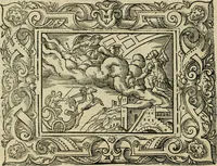 Picture 173 of 181 from Iohan. Posthii Germershemii Tetrasticha in Ovidii Metam. lib. XV. qvibus accesserunt Vergilij Solis figurae elegantiss. & iam primùm in lucem editae = Schoene Figuren auss dem fuertrefflichen Poeten Ouidio, allen Malern, Goldtschmiden, und Bildthauwern, zü nutz unnd gütem mit fleiss gerissen (1563), leaf 193