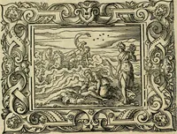 Picture 175 of 181 from Iohan. Posthii Germershemii Tetrasticha in Ovidii Metam. lib. XV. qvibus accesserunt Vergilij Solis figurae elegantiss. & iam primùm in lucem editae = Schoene Figuren auss dem fuertrefflichen Poeten Ouidio, allen Malern, Goldtschmiden, und Bildthauwern, zü nutz unnd gütem mit fleiss gerissen (1563), leaf 195