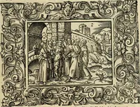 An illustration from Iohan. Posthii Germershemii Tetrasticha in Ovidii Metam. lib. XV. qvibus accesserunt Vergilij Solis figurae elegantiss. & iam primùm in lucem editae = Schoene Figuren auss dem fuertrefflichen Poeten Ouidio, allen Malern, Goldtschmiden, und Bildthauwern, zü nutz unnd gütem mit fleiss gerissen (1563)