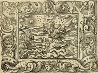 Picture 3 of 181 from Iohan. Posthii Germershemii Tetrasticha in Ovidii Metam. lib. XV. qvibus accesserunt Vergilij Solis figurae elegantiss. & iam primùm in lucem editae = Schoene Figuren auss dem fuertrefflichen Poeten Ouidio, allen Malern, Goldtschmiden, und Bildthauwern, zü nutz unnd gütem mit fleiss gerissen (1563), leaf 22